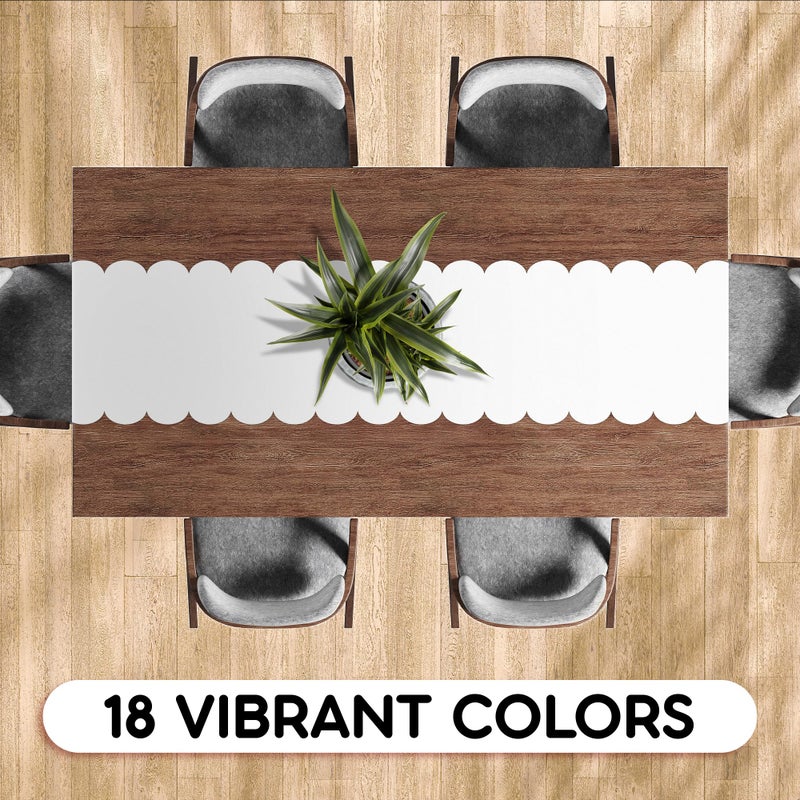 Swanoo White Plastic Disposable Table Runner. 5 Pack 14 x 108 inch. Scallop Table Runner Adds A Pop of Color to Your Party Table, by Swanoo - Image 5